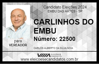 Candidato CARLINHOS DO EMBU 2024 - EMBU DAS ARTES - Eleições