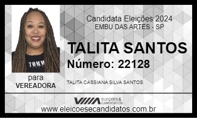 Candidato TALITA SANTOS 2024 - EMBU DAS ARTES - Eleições