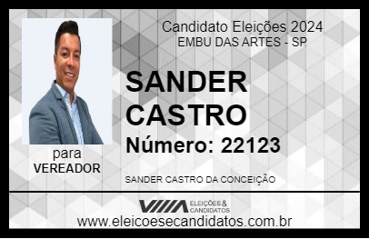 Candidato SANDER CASTRO 2024 - EMBU DAS ARTES - Eleições