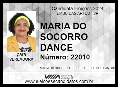 Candidato MARIA DO SOCORRO DANCE 2024 - EMBU DAS ARTES - Eleições