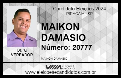 Candidato MAIKON DAMASIO 2024 - PIRACAIA - Eleições