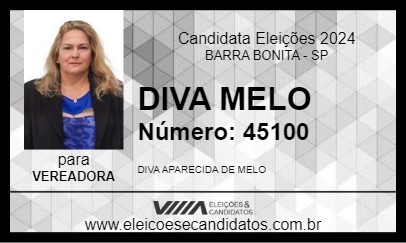 Candidato DIVA MELO 2024 - BARRA BONITA - Eleições