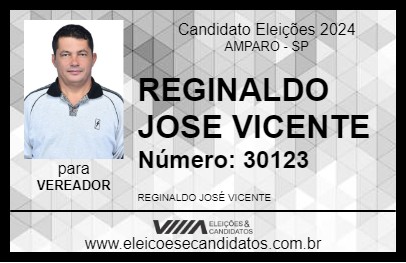 Candidato REGINALDO JOSE VICENTE 2024 - AMPARO - Eleições