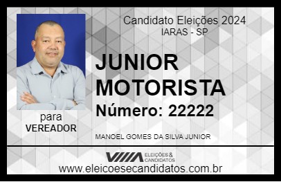 Candidato JUNIOR MOTORISTA 2024 - IARAS - Eleições