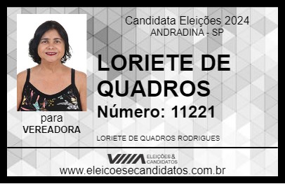 Candidato LORIETE DE QUADROS 2024 - ANDRADINA - Eleições