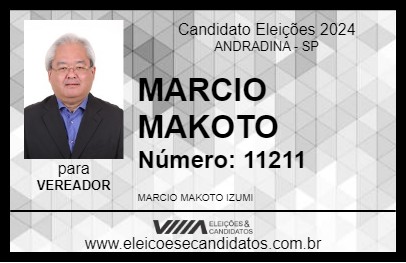 Candidato MARCIO MAKOTO 2024 - ANDRADINA - Eleições