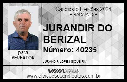 Candidato JURANDIR DO BERIZAL 2024 - PIRACAIA - Eleições