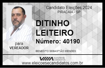 Candidato DITINHO LEITEIRO 2024 - PIRACAIA - Eleições