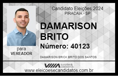 Candidato DAMARISON BRITO 2024 - PIRACAIA - Eleições