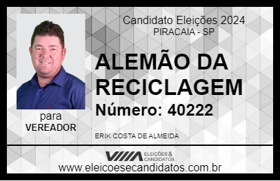 Candidato ALEMÃO DA RECICLAGEM 2024 - PIRACAIA - Eleições