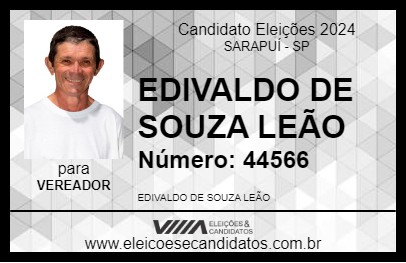 Candidato EDIVALDO DE SOUZA LEÃO 2024 - SARAPUÍ - Eleições