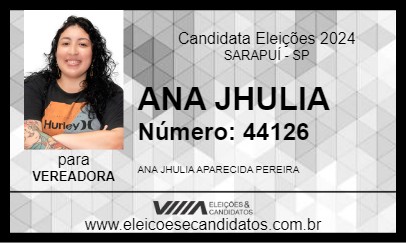 Candidato ANA JHULIA 2024 - SARAPUÍ - Eleições