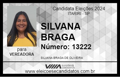 Candidato SILVANA BRAGA 2024 - ITARIRI - Eleições