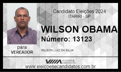 Candidato WILSON OBAMA 2024 - ITARIRI - Eleições