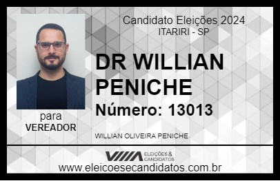 Candidato DR WILLIAN PENICHE 2024 - ITARIRI - Eleições