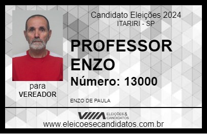 Candidato PROFESSOR ENZO 2024 - ITARIRI - Eleições