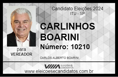 Candidato CARLINHOS BOARINI 2024 - ITU - Eleições