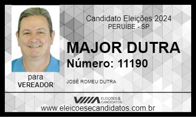 Candidato MAJOR DUTRA 2024 - PERUÍBE - Eleições