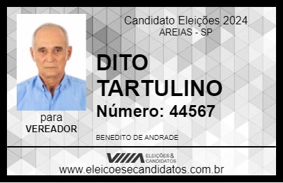 Candidato DITO TARTULINO 2024 - AREIAS - Eleições