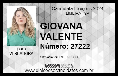 Candidato GIOVANA VALENTE 2024 - LIMEIRA - Eleições