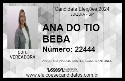 Candidato ANA DO TIO BEBA 2024 - JUQUIÁ - Eleições