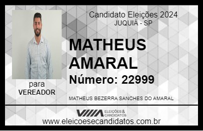 Candidato MATHEUS AMARAL 2024 - JUQUIÁ - Eleições