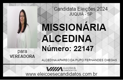 Candidato MISSIONÁRIA ALCEDINA 2024 - JUQUIÁ - Eleições