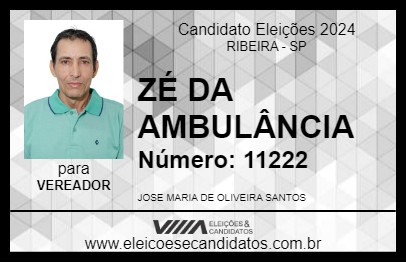 Candidato ZÉ DO TÁXI 2024 - RIBEIRA - Eleições