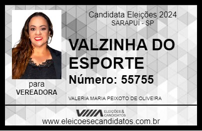 Candidato VALZINHA DO ESPORTE 2024 - SARAPUÍ - Eleições