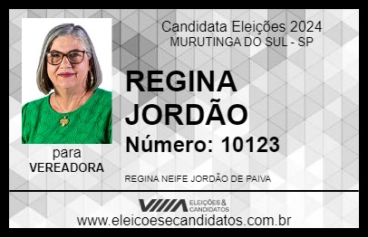 Candidato REGINA JORDÃO 2024 - MURUTINGA DO SUL - Eleições