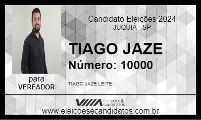 Candidato TIAGO JAZE 2024 - JUQUIÁ - Eleições