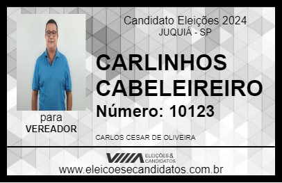 Candidato CARLINHOS CABELEIREIRO 2024 - JUQUIÁ - Eleições