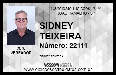 Candidato SIDNEY TEIXEIRA 2024 - JOÃO RAMALHO - Eleições