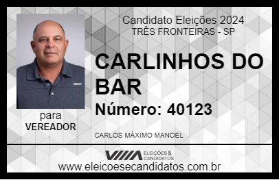 Candidato CARLINHOS DO BAR 2024 - TRÊS FRONTEIRAS - Eleições