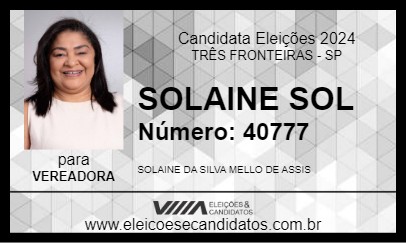 Candidato SOLAINE SOL 2024 - TRÊS FRONTEIRAS - Eleições