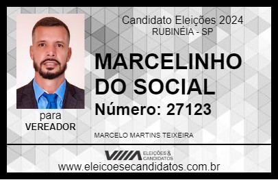 Candidato MARCELINHO DO SOCIAL 2024 - RUBINÉIA - Eleições