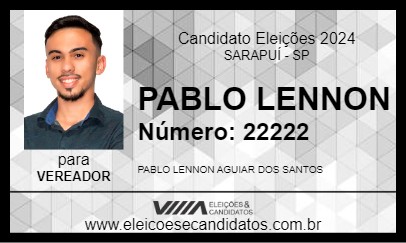 Candidato PABLO LENNON 2024 - SARAPUÍ - Eleições