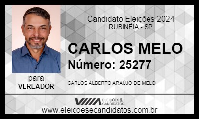 Candidato CARLOS MELO 2024 - RUBINÉIA - Eleições