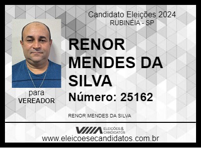 Candidato RENOR MENDES DA SILVA 2024 - RUBINÉIA - Eleições