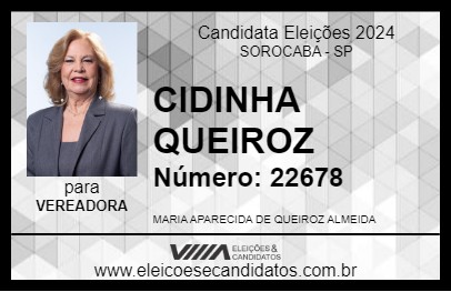 Candidato CIDINHA QUEIROZ 2024 - SOROCABA - Eleições