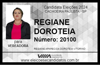 Candidato REGIANE DOROTEIA 2024 - CACHOEIRA PAULISTA - Eleições