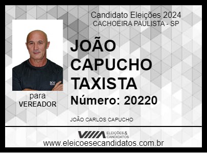 Candidato JOÃO CAPUCHO TAXISTA 2024 - CACHOEIRA PAULISTA - Eleições