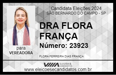 Candidato DRA FLORA FRANÇA 2024 - SÃO BERNARDO DO CAMPO - Eleições