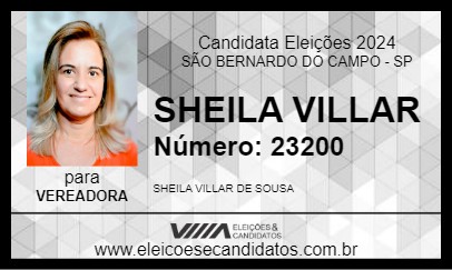 Candidato SHEILA VILLAR 2024 - SÃO BERNARDO DO CAMPO - Eleições