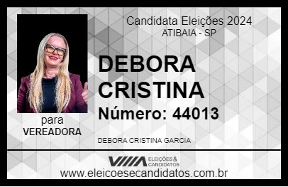 Candidato DEBORA CRISTINA 2024 - ATIBAIA - Eleições