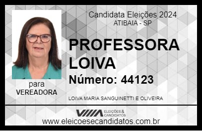 Candidato PROFESSORA LOIVA 2024 - ATIBAIA - Eleições