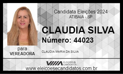 Candidato CLAUDIA SILVA 2024 - ATIBAIA - Eleições