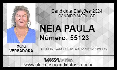 Candidato NEIA PAULA 2024 - CÂNDIDO MOTA - Eleições