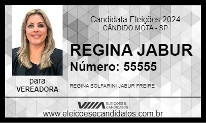 Candidato REGINA JABUR 2024 - CÂNDIDO MOTA - Eleições