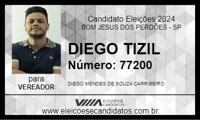 Candidato DIEGO TIZIL 2024 - BOM JESUS DOS PERDÕES - Eleições